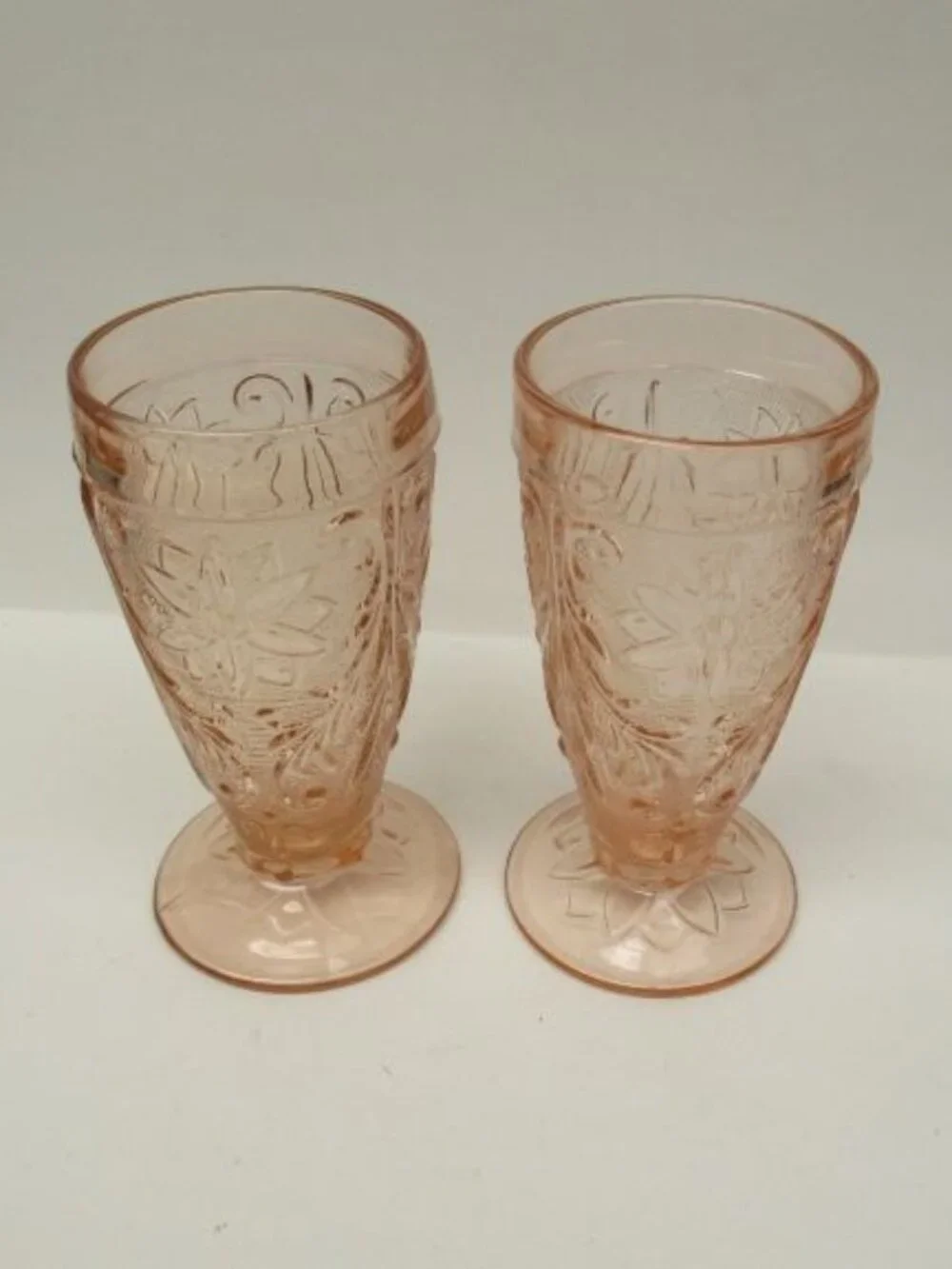 2 - Tiara Pink Indiana SANDWICH 6 1/4 Inch High Ice Tea Tumblers